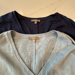 Lilla P set of 2 long sleeve V-neck tees, NWOT Sz S